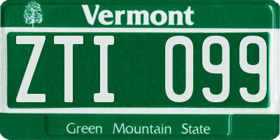 VT license plate ZTI099