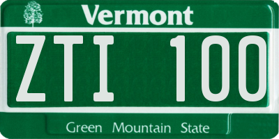 VT license plate ZTI100