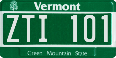VT license plate ZTI101