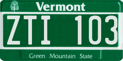 VT license plate ZTI103