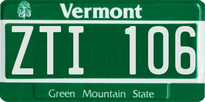 VT license plate ZTI106