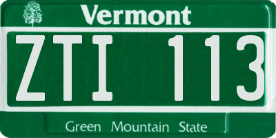 VT license plate ZTI113
