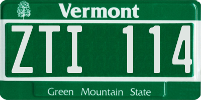 VT license plate ZTI114