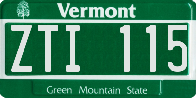 VT license plate ZTI115