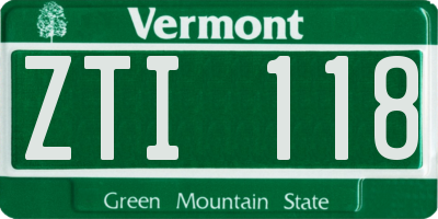 VT license plate ZTI118