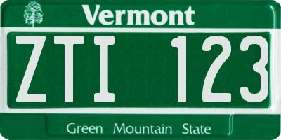 VT license plate ZTI123