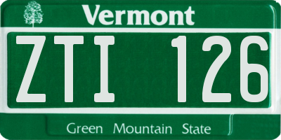VT license plate ZTI126