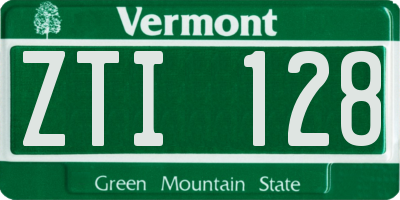 VT license plate ZTI128