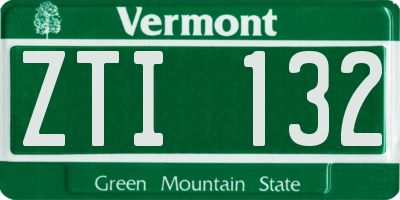 VT license plate ZTI132