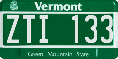 VT license plate ZTI133