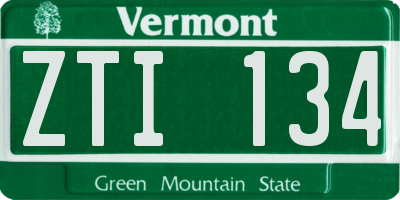 VT license plate ZTI134