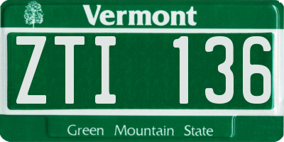VT license plate ZTI136