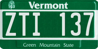 VT license plate ZTI137