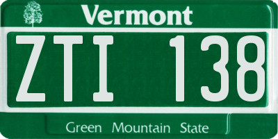 VT license plate ZTI138