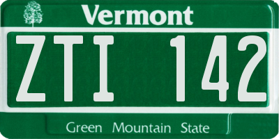VT license plate ZTI142