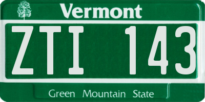 VT license plate ZTI143