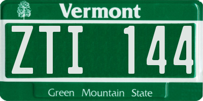 VT license plate ZTI144