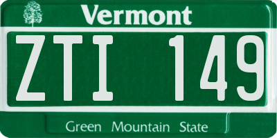 VT license plate ZTI149