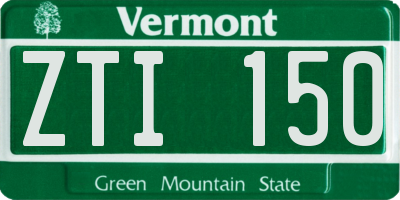 VT license plate ZTI150