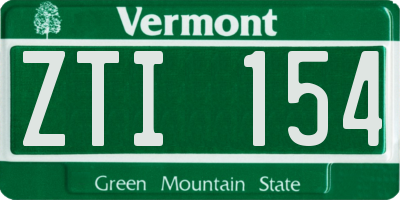 VT license plate ZTI154
