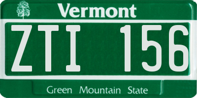 VT license plate ZTI156
