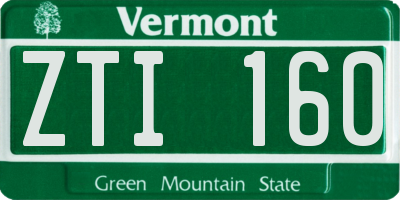 VT license plate ZTI160
