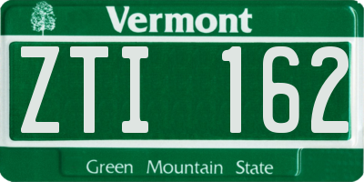 VT license plate ZTI162