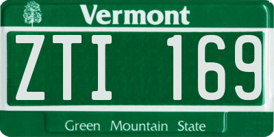 VT license plate ZTI169