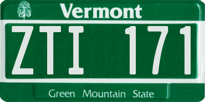 VT license plate ZTI171