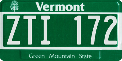 VT license plate ZTI172