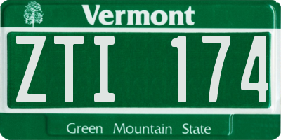 VT license plate ZTI174