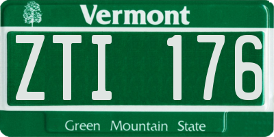 VT license plate ZTI176