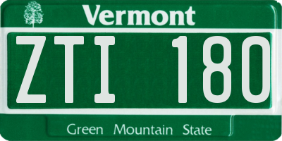 VT license plate ZTI180