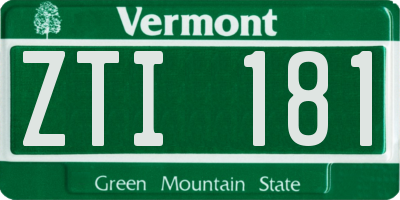 VT license plate ZTI181