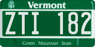 VT license plate ZTI182