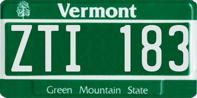 VT license plate ZTI183