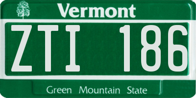 VT license plate ZTI186