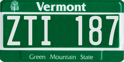 VT license plate ZTI187