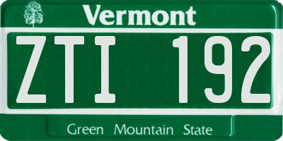 VT license plate ZTI192