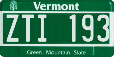 VT license plate ZTI193