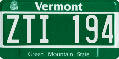 VT license plate ZTI194