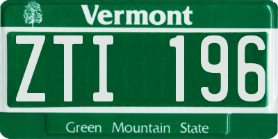VT license plate ZTI196