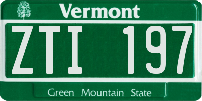 VT license plate ZTI197