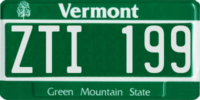VT license plate ZTI199