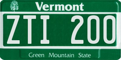 VT license plate ZTI200