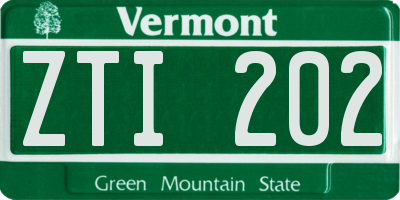 VT license plate ZTI202