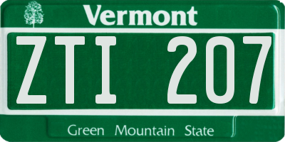 VT license plate ZTI207