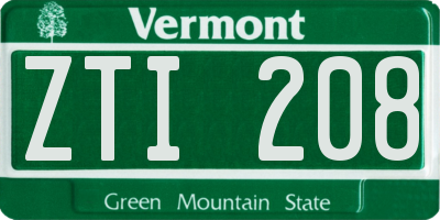 VT license plate ZTI208
