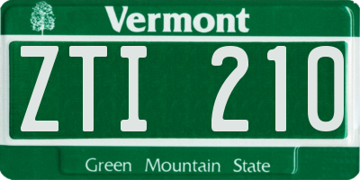 VT license plate ZTI210