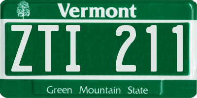 VT license plate ZTI211